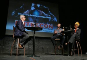 Rick Outzen interviews Scott Zepp and Celese Beatty on their branding experiences breaking into the beer business during Entrecon Friday at The Rex Theatre.