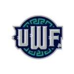 UWF logo: circular blue-teal emblem with stylized 'UWF' letters in the center