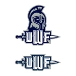 QWF logo with a navy knight helmet and dagger motif, shown twice (one above, one below).